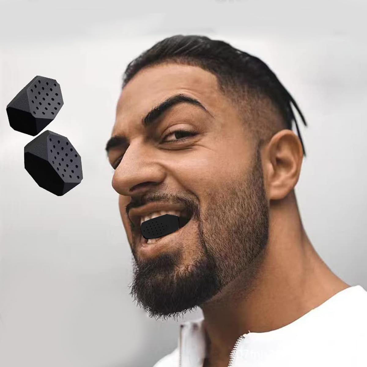 MAYCREATE Jawline Exerciser for Facial Toning with 2pcs 45lbs Silicone Trainers | Black