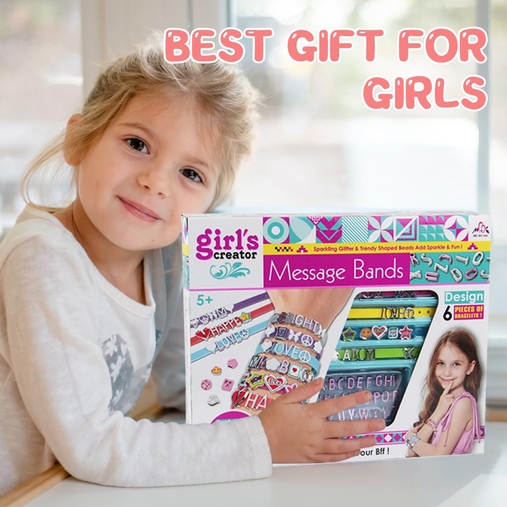 PATPAT DIY Bracelet Making Kit for Girls with 6 Silicone Bands and 48 Letter Charms | Creative Gift for Kids