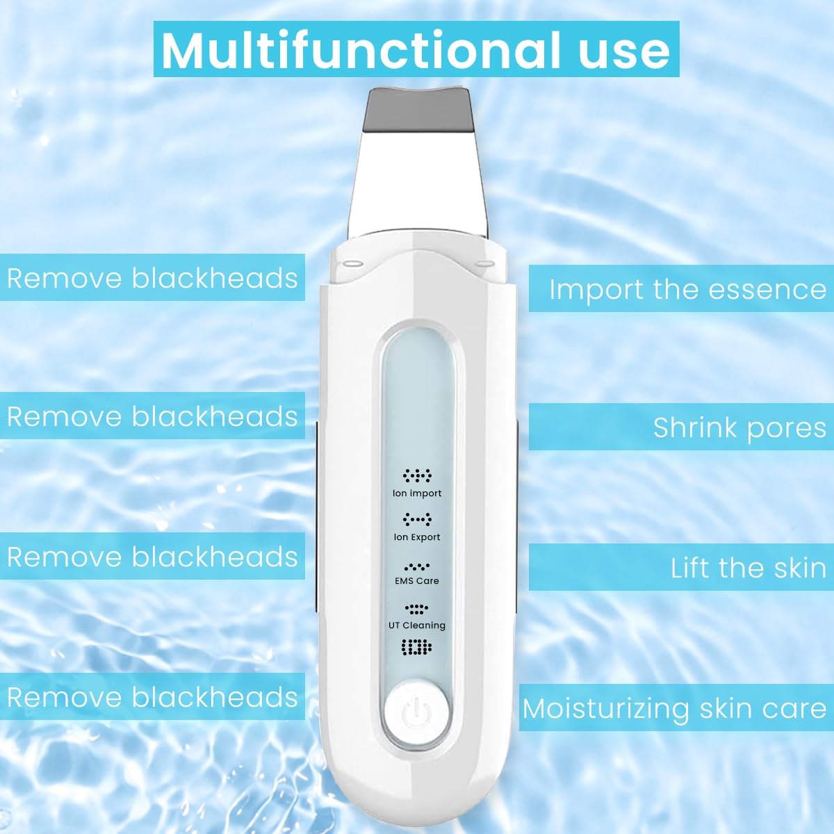 HANNEA® Ultrasonic Face Skin Scrubber Machine, EMS Beauty Machine Skin Spatula with 4 Modes, Pore Cleaner, Face Lifting Machine, USB Rechargable Facial Scrubber, Face Spatula for Daily Skin Care