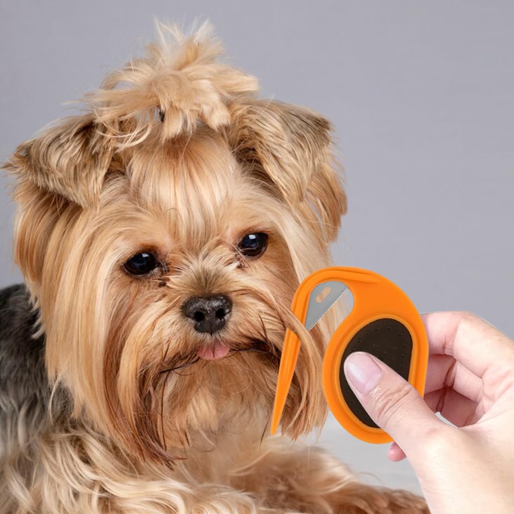 Qpets Pet Knotting Comb for Dogs Cats and Rabbits with Ergonomic Non Slip Handle | Gentle Detangling Grooming Tool