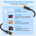 Verilux® 6.6ft Type C to Type C Cable, Type C Cable with LCD Display Support PD 240W Fast Charging & Data Transfer TYPE-C to TYPE-C Cable Compatible with MacBook Pro/iPad Pro/iPad Air/GalaxyS20