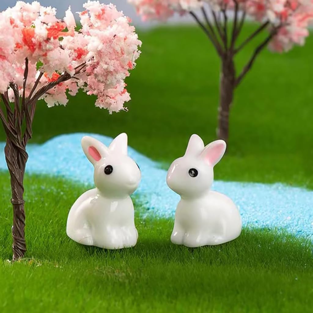 Zibuyu Rabbit Miniature Figurines for Garden and Dollhouse Decoration with Secure Pins | 20-Pack Hand-Painted Resin