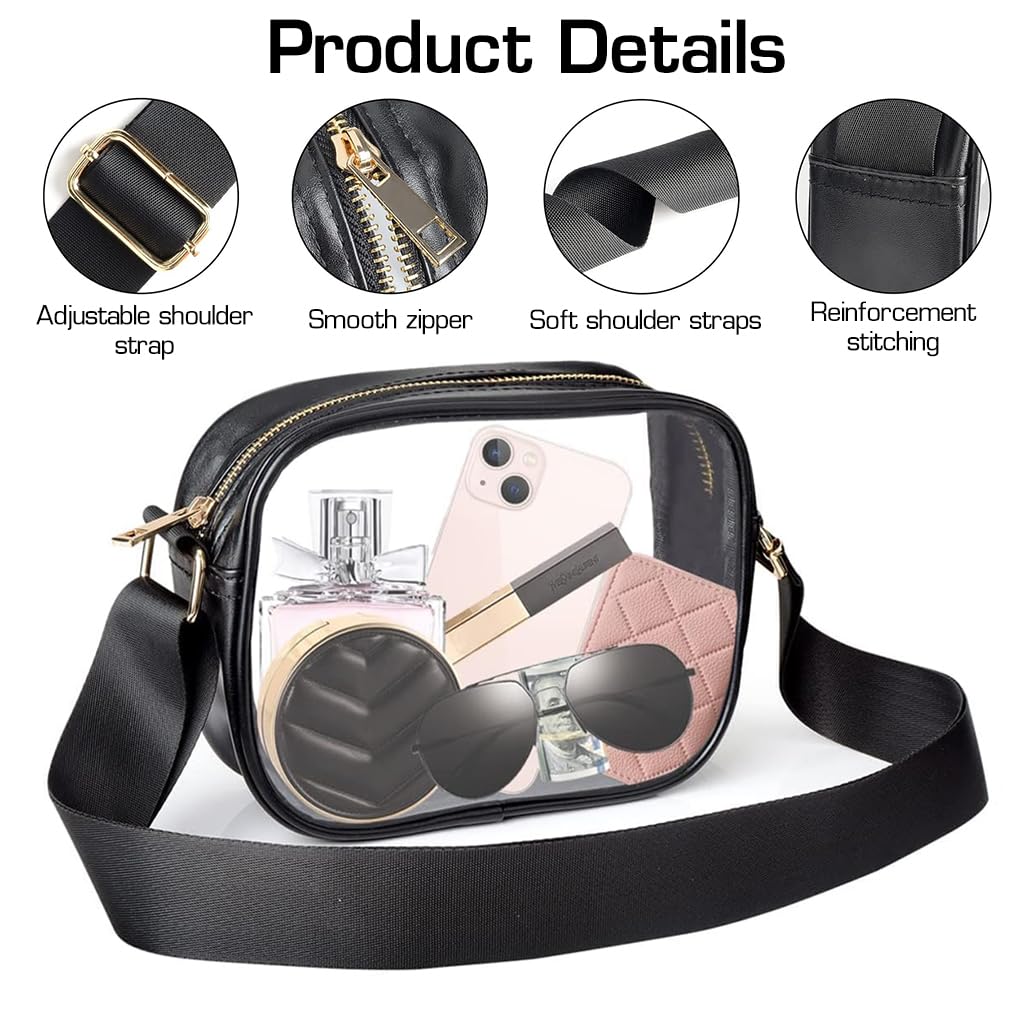 PALAY® Crossbody Bag For Women Messenger Bag Waterproof Sling Bag for Women with Adjustable Shoulder Strap Transparent Purse Clear Bags