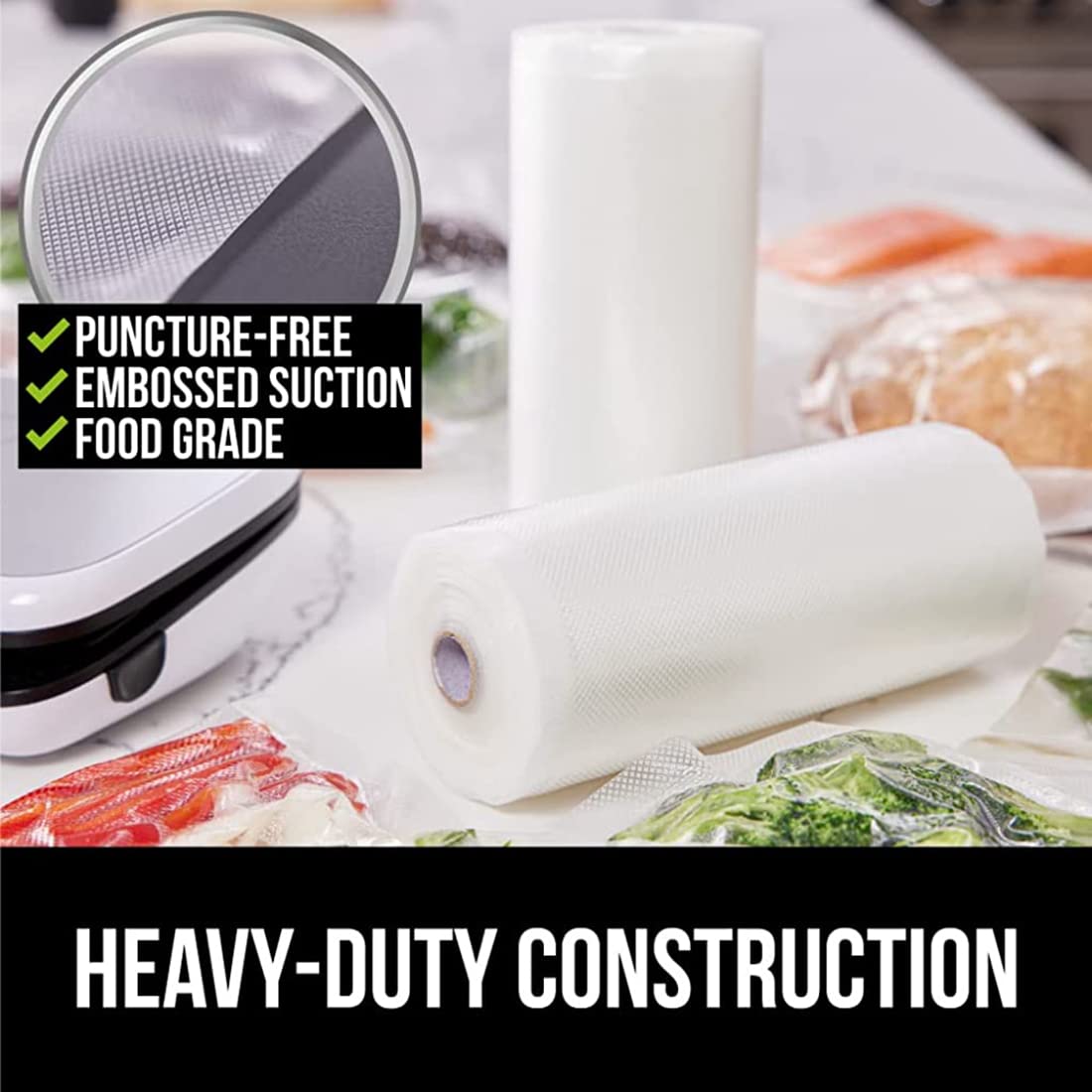 HASTHIP Food Vacuum Roll for Storage and Sous Vide 20cm×15m with Double Side Texture | BPA Free PE&PA Material