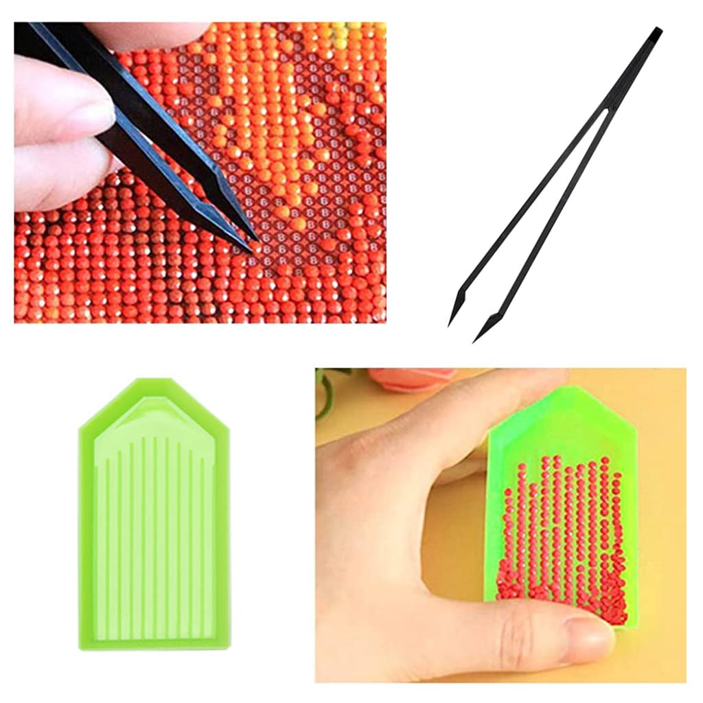 ZIBUYU Diamond Painting Kit Tool 5D Diamond Art Pen Kit with 6 Diamond Painting Pen, 2 Tweezer, 10 Glue Clays, 4 Diamond Tray, 5D Diamond Painting Tool Kits Accessories - 22 Pieces