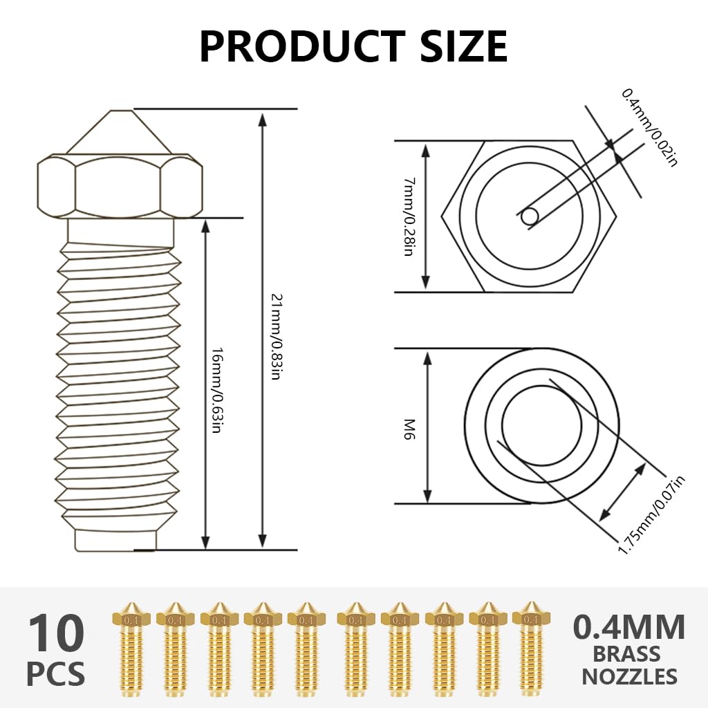 Serplex 3D Printer Nozzles for Kobra 2 Series with 0.4mm Precision Brass Tips | Smooth Extrusion
