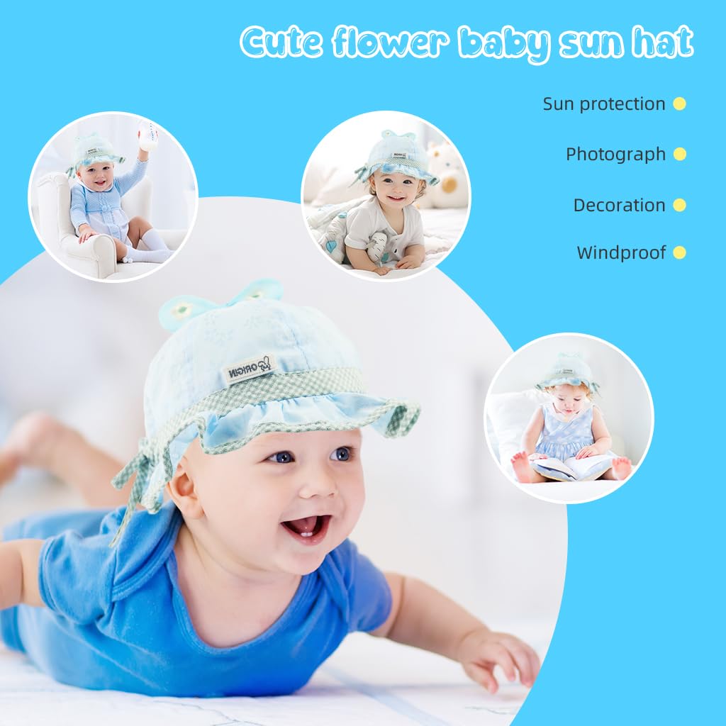 SNOWIE SOFT® Baby Cap For Girls Breathable Cotton Sun Cap Bucket Hat Cute Cap for Baby Girl 6-12 Months Birthday Gift