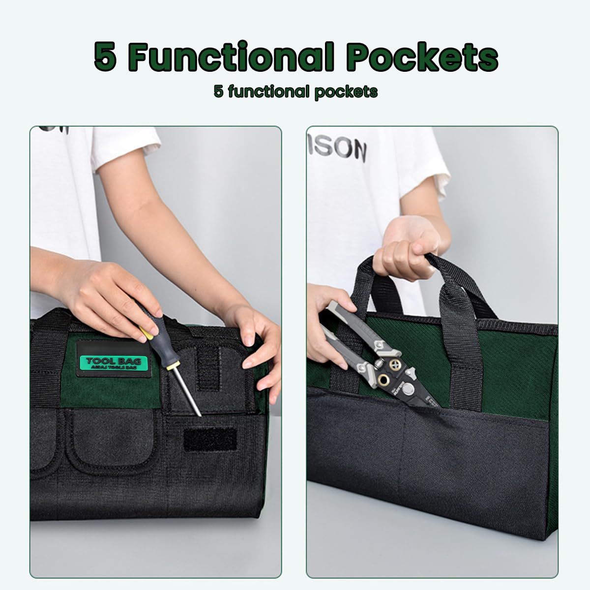 Serplex Tool Bag for Electricians and Plumbers with 8 Pockets 33x21x25 cm | 1680D Oxford Base