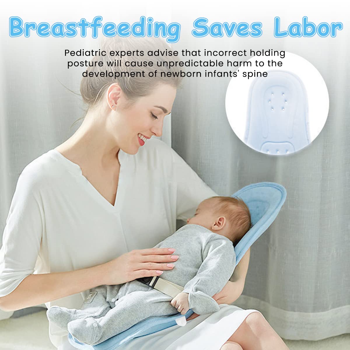 SNOWIE SOFT Baby Feeding Pillow for Nursing with 45° Ergonomic Support and Safety Belt | Gift for New Moms