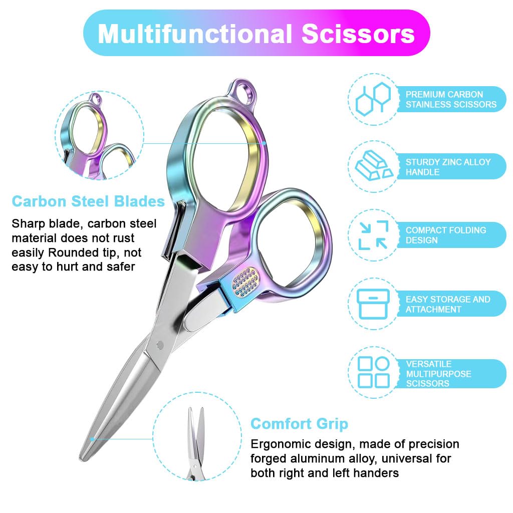 OFIFO Folding Utility Scissors for Crafting and Sewing with 4.5 in Blade featuring Compact Folding Design