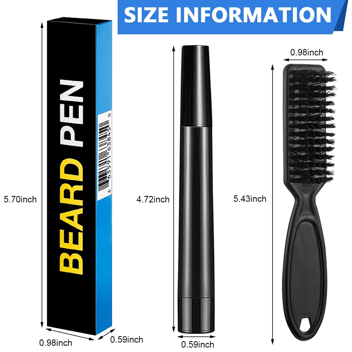 MAYCREATE Beard Pencil Filler For Men Barber Styling Pen with Bristle Beard Brush Waterproof, Sweat Proof Natural Shaping Up for Men Beard, Moustache & Eyebrows(Dark Brown)