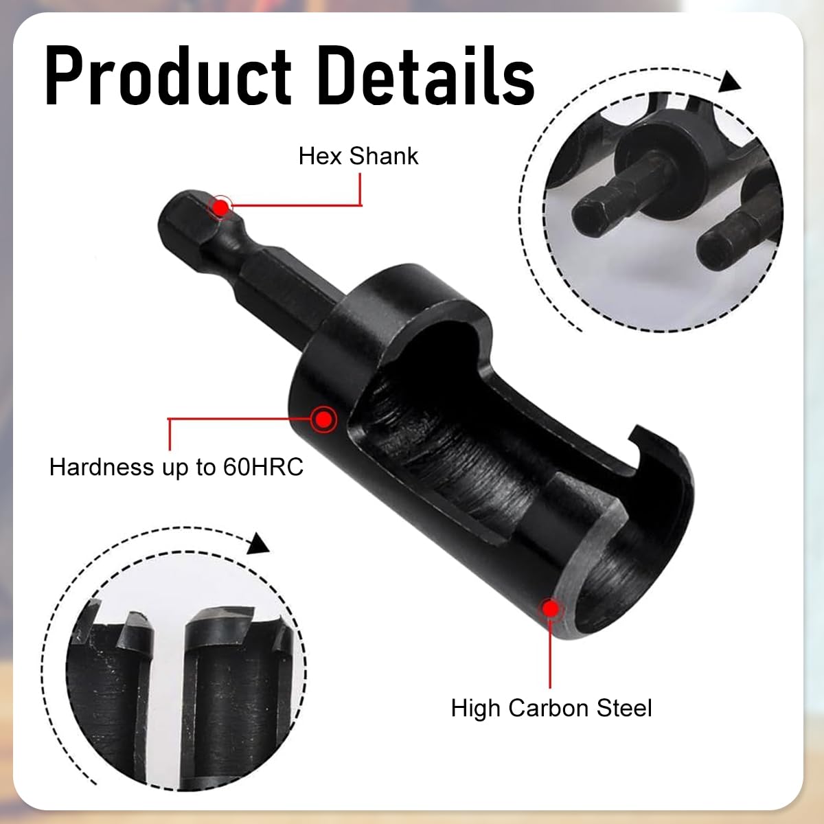 Serplex Woodworking Drill Bit Set for Power Drills with 8 pcs and Universal Hex Shank | High Carbon Steel