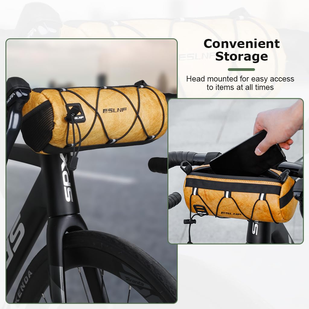 PROBEROS Bike Handlebar Bag for Outdoor Riding with 23.6x10.5x10cm Capacity and Dual Straps | Waterproof 900D Polyester Shoulder Style