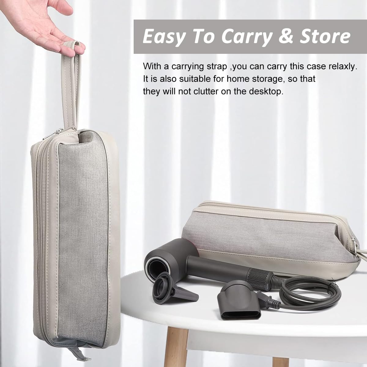 MAYCREATE Airwrap Nylon Travel Case for Dyson and Shark Flexstyle featuring 38x17x14cm storage | compact pouch with handstrap for organized travel