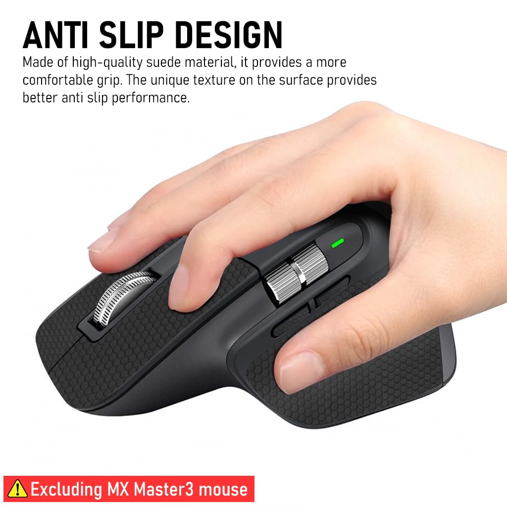 Verilux Mouse Grip Tape for MX Master 3 Mouse, Anti Slip Non Fading Gaming Mouse Skin, Sweat Resistant Self Adhesive Paper Stickers, Pre-Cutted Sweat-proof Cool Mice Upgrade Kit (Mouse is not Included)