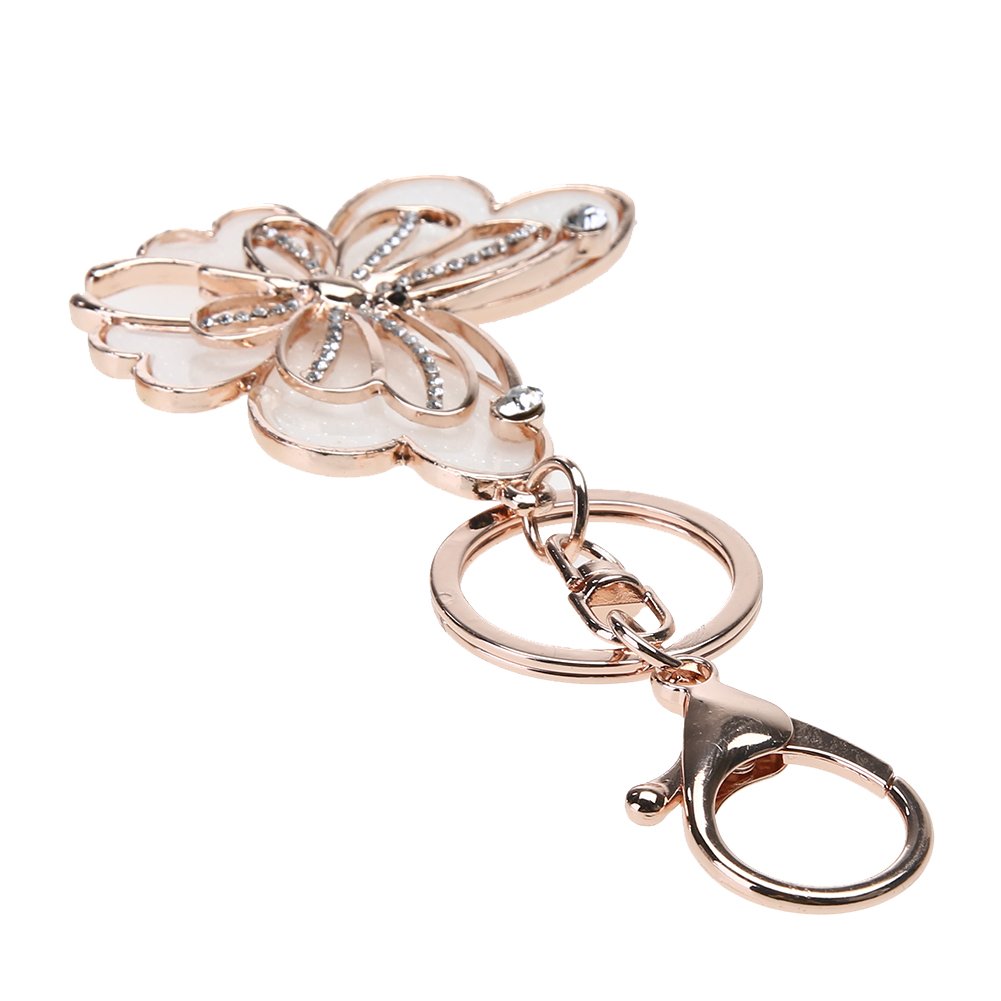 PATPAT Creative Butterfly Zinc Alloy Rhinestone Crystal Purse Bag Key Chain Ring for Men and Women