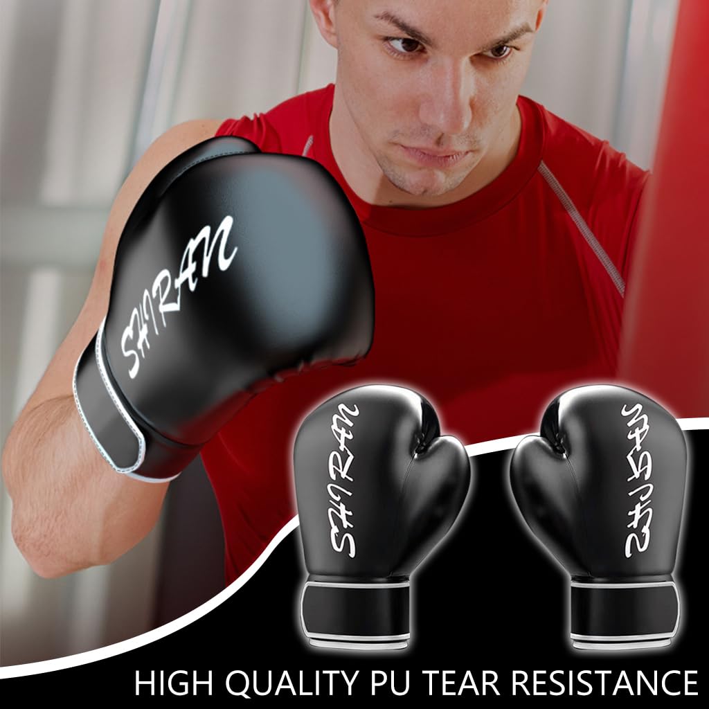 Proberos Boxing Gloves for Teens and Kids with 3 Inch Padding and PU Leather | 8oz Black