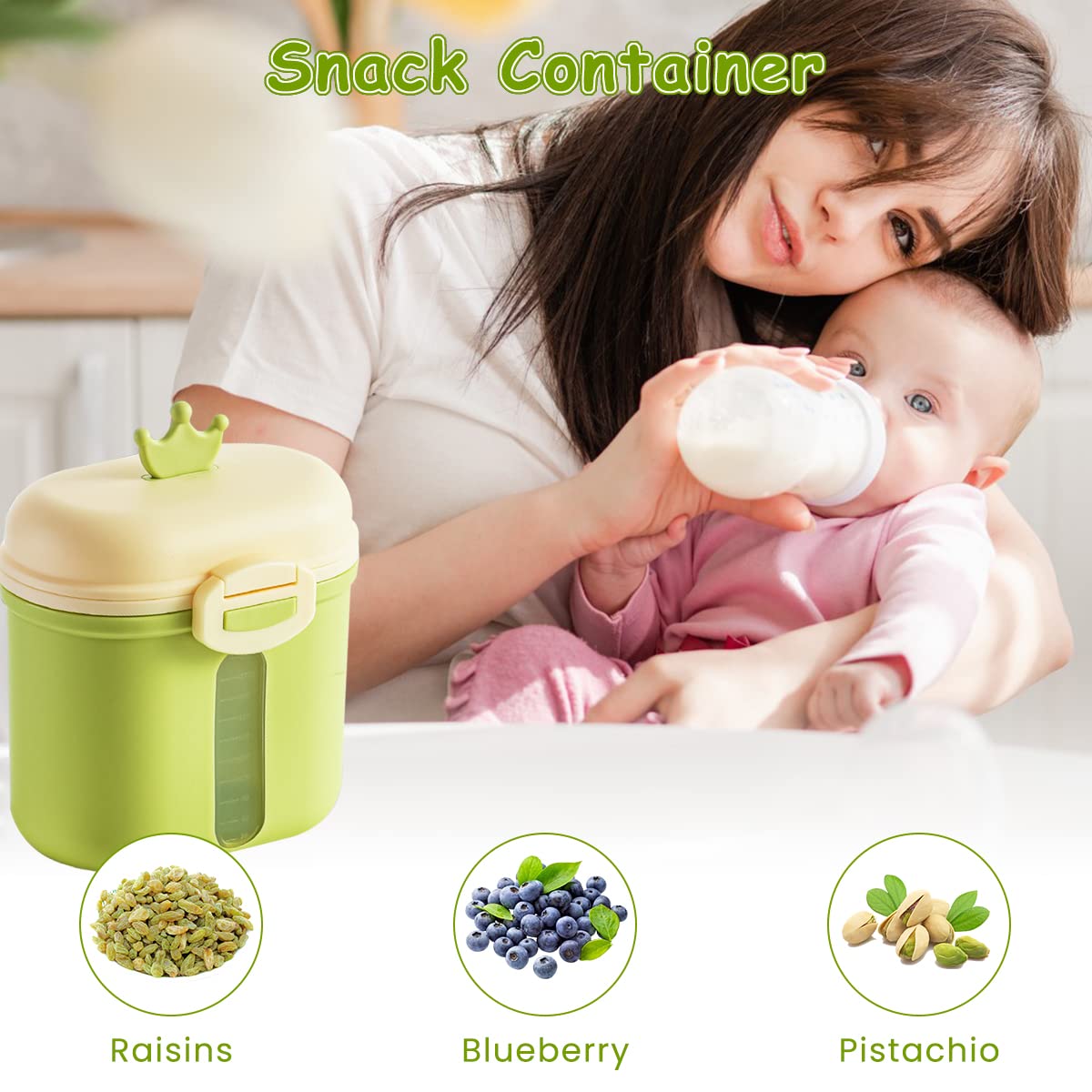 SNOWIE Baby Formula Dispenser 360g for Travel with Double Lid Seal and BPA Free PP | Baby Snack Storage Container