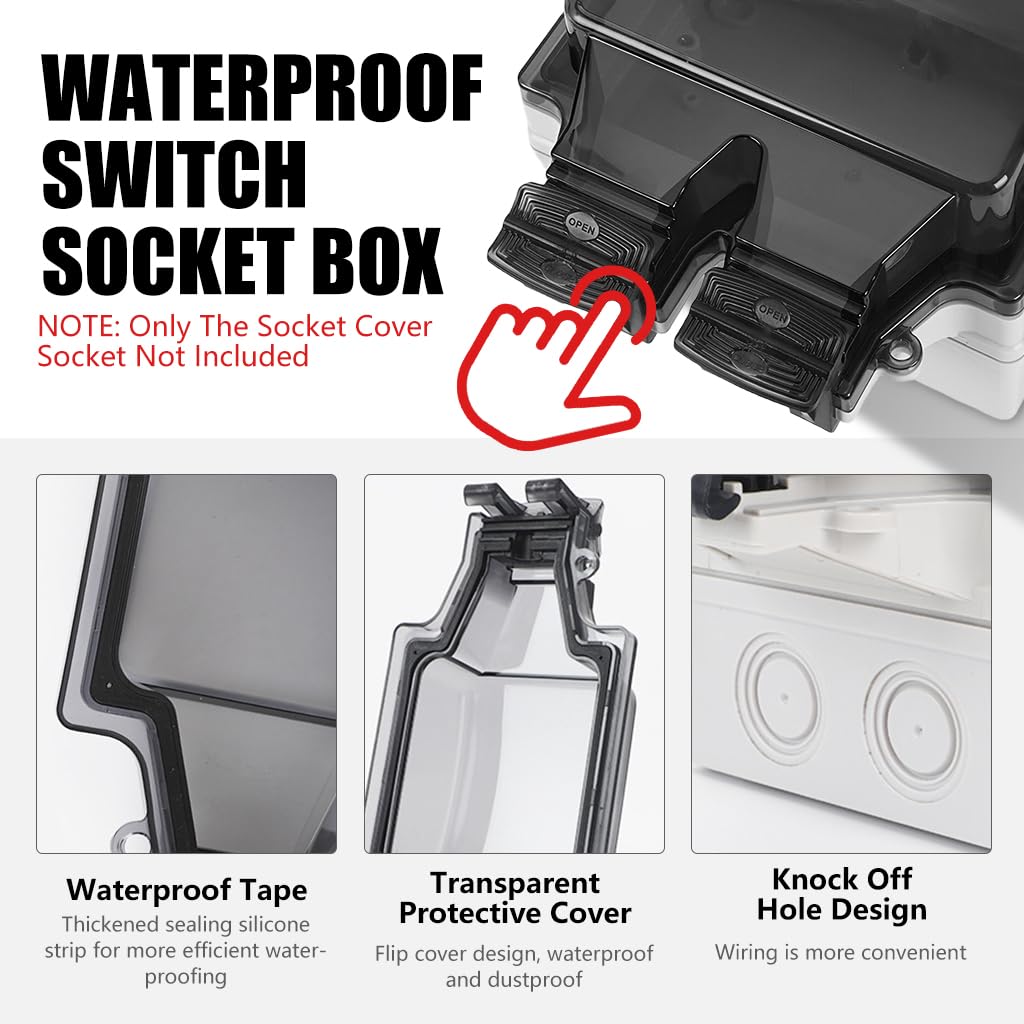 Serplex Waterproof Cover for Duplex Outlet with Flip Up Lid 86×146mm ABS Case | Outdoor Use