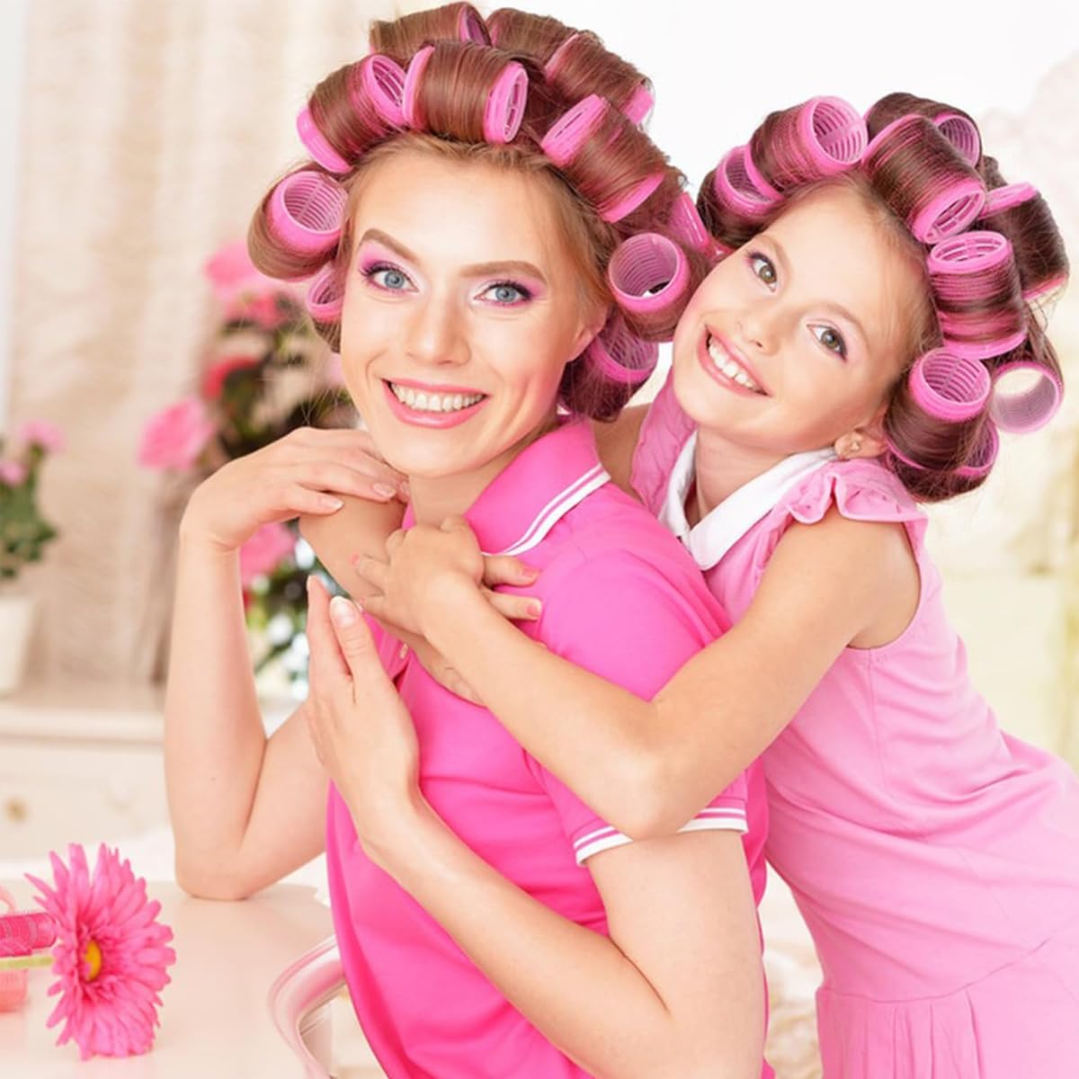 MAYCREATE Heatless Hair Curler Roller Set with 36PCS Rollers and 12 Bang Clips | 3 Sizes for All Hair Types