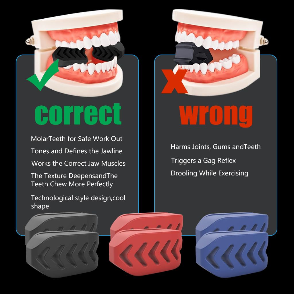 Proberos Jaw Exerciser 6pcs for Men and Women with 40 50 60lbs Resistance Silicone | Includes Storage Case