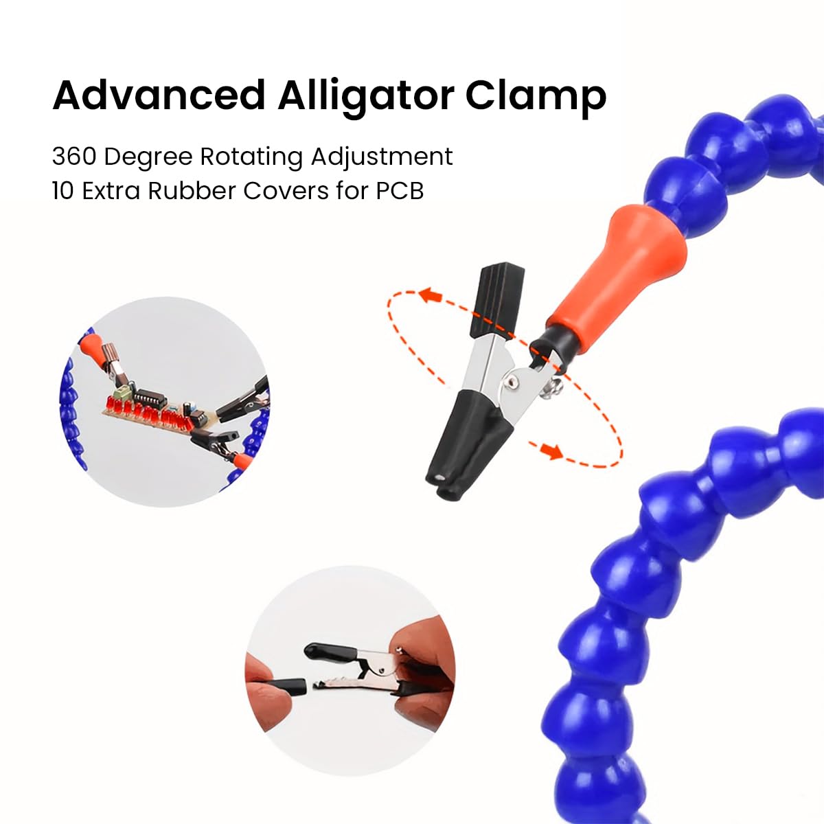 Serplex Soldering Station with 5 Flexible Arms and Insulated Alligator Clips for PCB Assembly