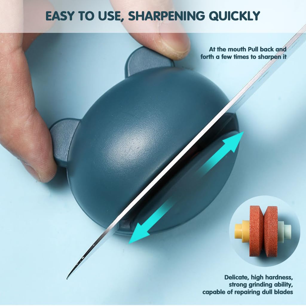 HASTHIP Manual Sharpener Set for Kitchen with Easy Pull Through Mechanism | 3PCS Frog Design