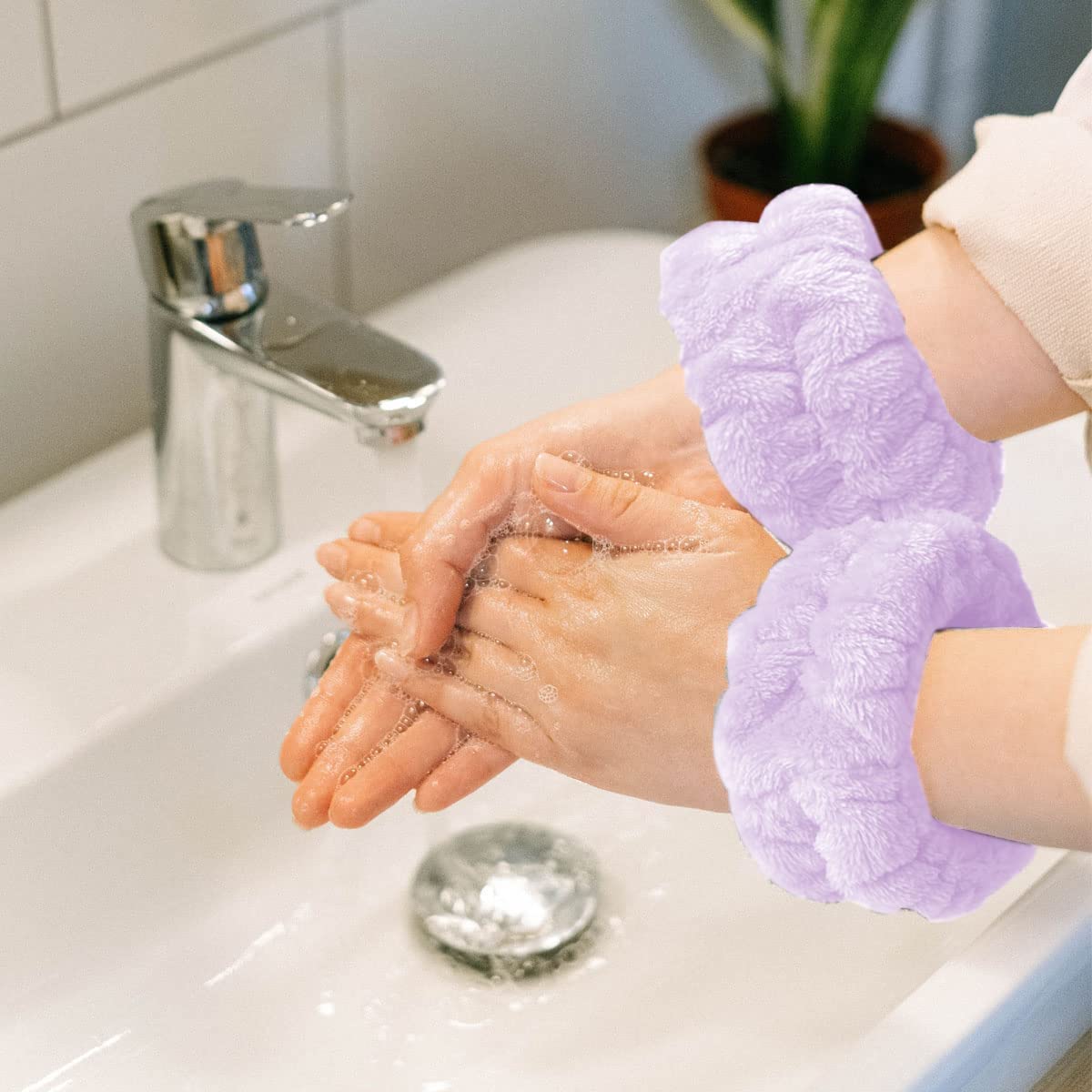 MAYCREATE Face Wash Headband for Skincare and Makeup featuring Elastic Coral Fleece | 2pcs Set