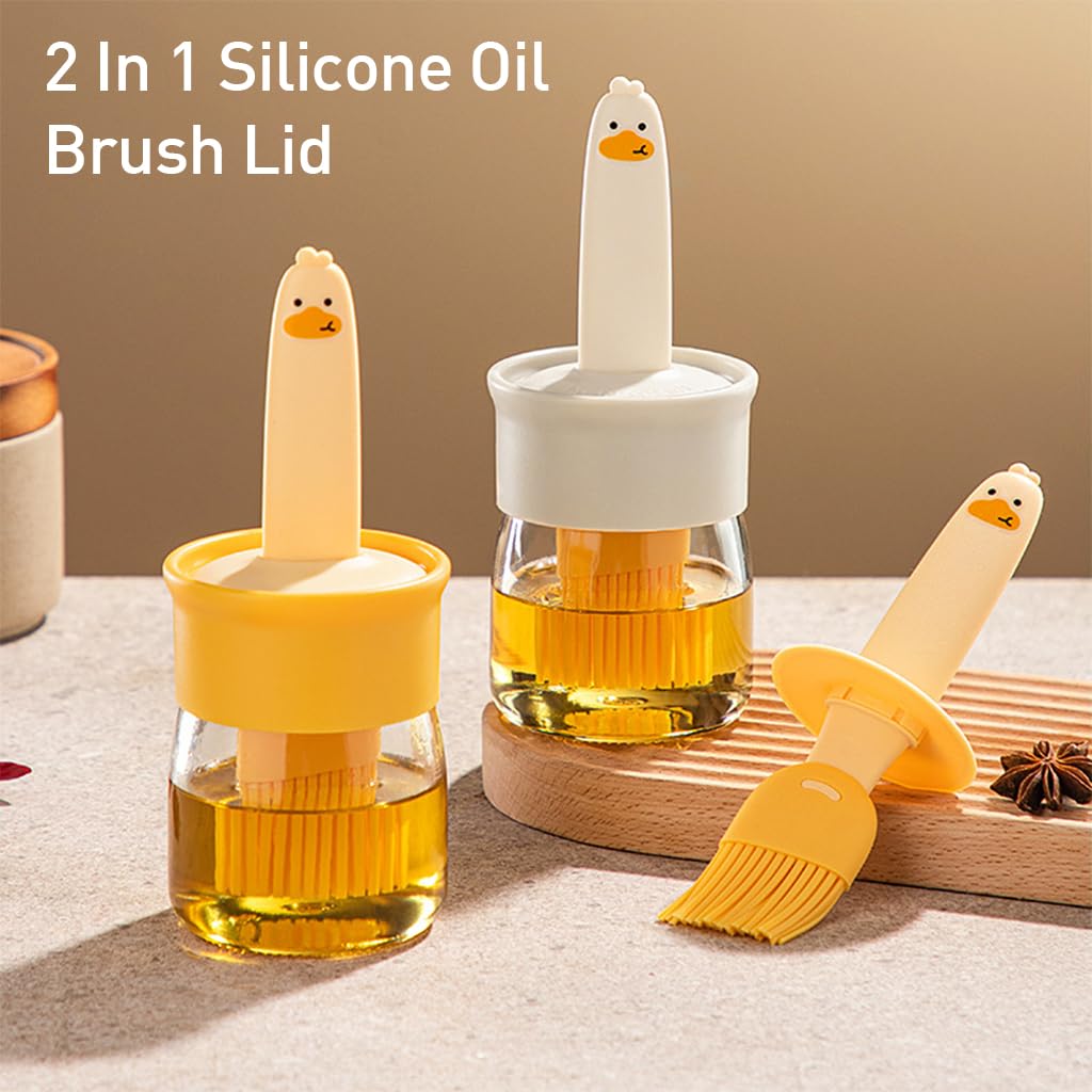 ZIBUYU Silicone Oil Brush Bottle for Cooking and Baking with Glass Dispenser | Easy Refill Design