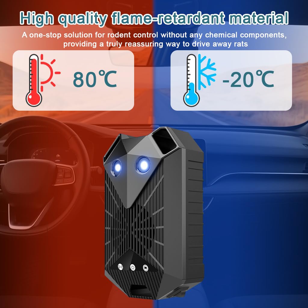 STHIRA Ultrasonic Mouse Rat Repellent for Car and Home with Motion Sensor and Dual Sound Light Defense