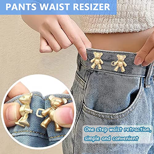 SANNIDHI® 8 Pairs Detachable Jeans Button Cute Bear Button Pins for Jeans, No Sew Instant Adjustable Waist Buckle Loose Jeans Waist Adjuster Tightener for Skirt Pants