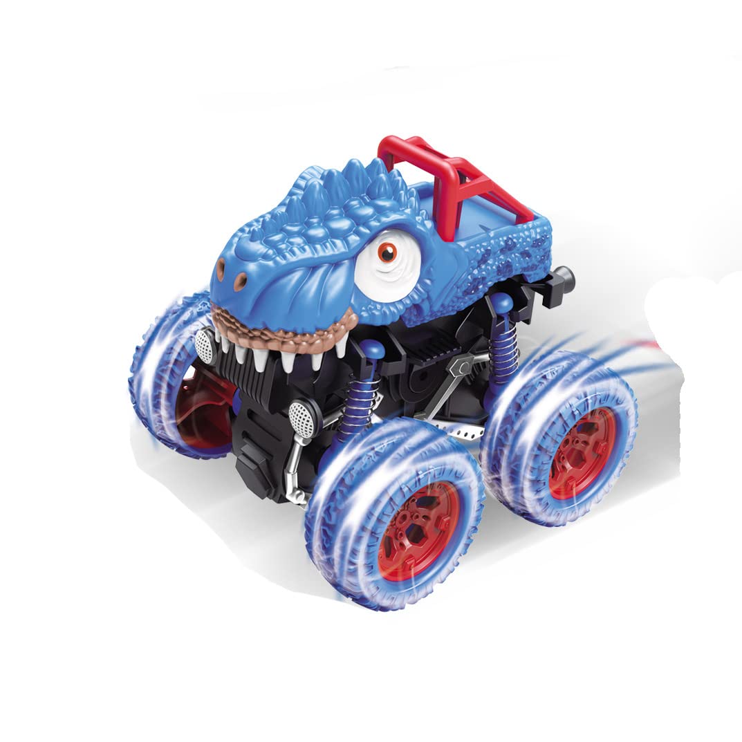 PATPAT Dinosaur Pull Back Car Toys for Kids with Movable Monster Truck Feature 8.5×9.5×8.5 cm | Blue Gift for 2–5 Year Old Boys and Girls