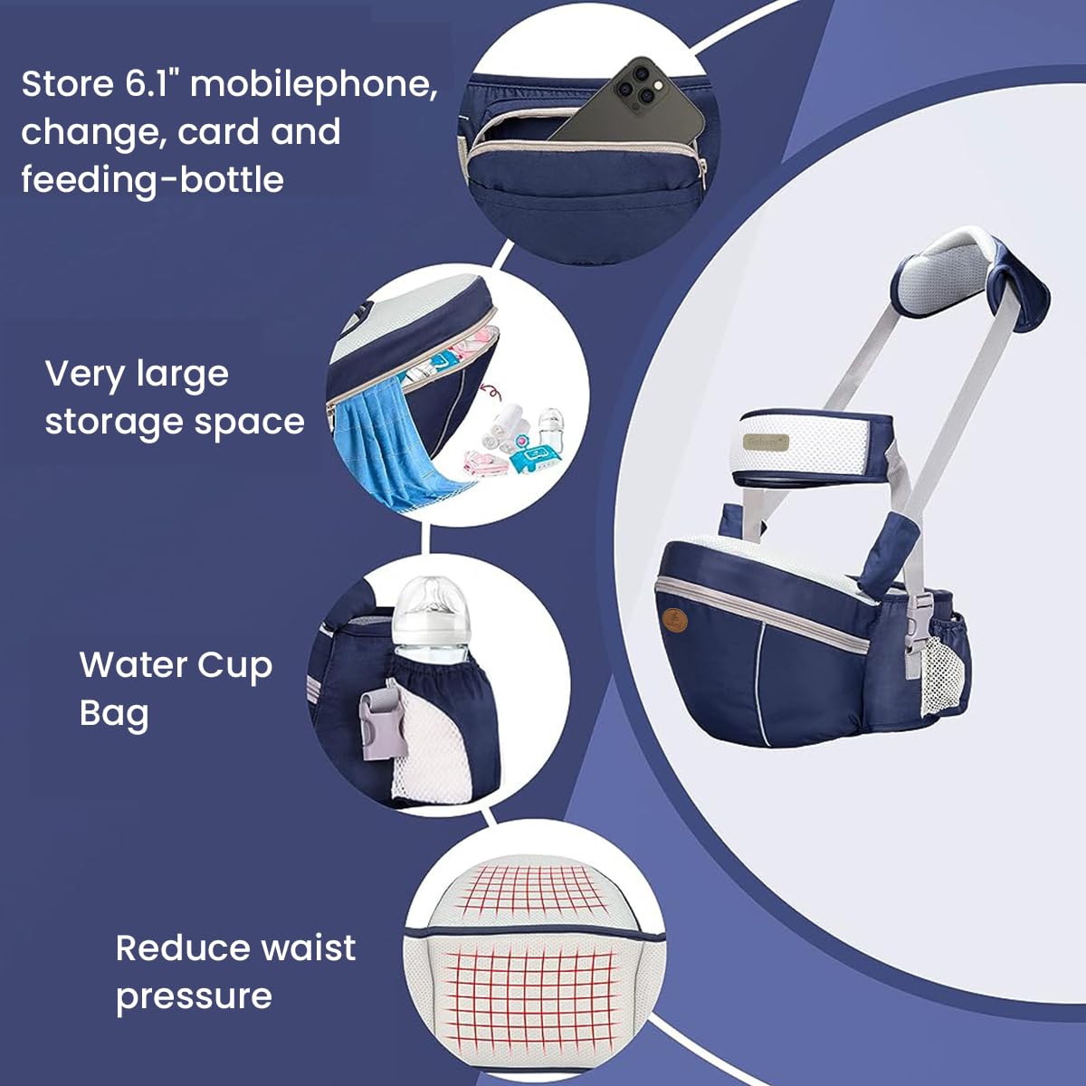 SNOWIE SOFT Baby Carrier for Travel and Daily Use with Detachable Hip Seat 3–36 Months | Breathable Cotton Polyester for Mommy and Daddy