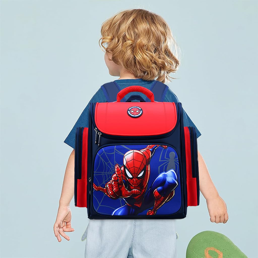 PALAY® School Backpack for Boy Kids Stylish Spider Man Waterpoof School Bag for Kids, Travel, Camping, Burden-relief School Backpack Gift  for Kids 3-6 Years Old, 27x13x38cm