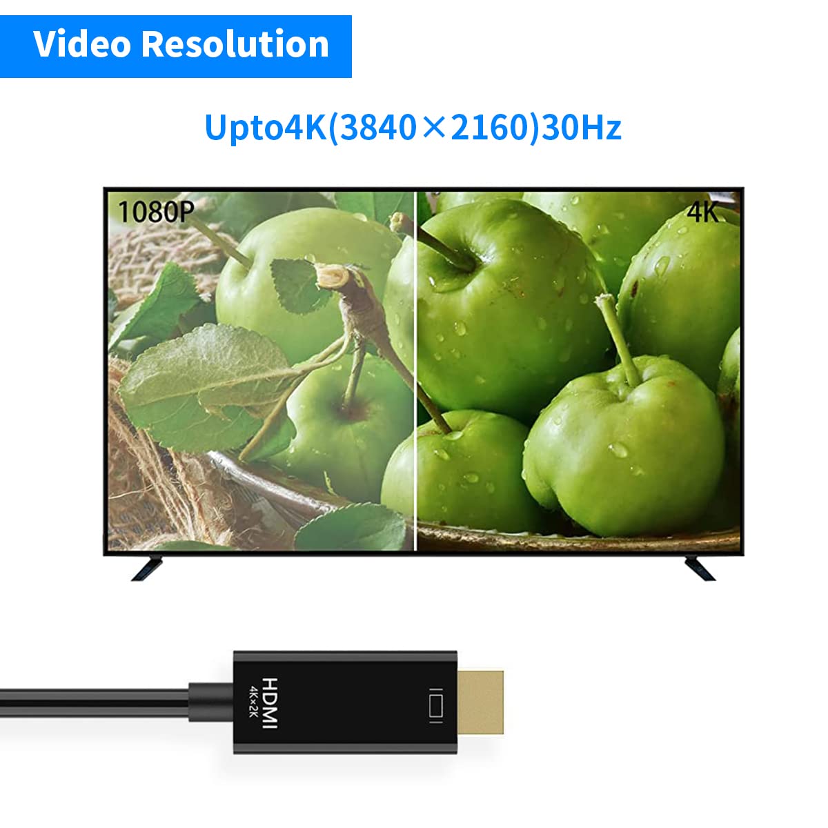 Verilux DisplayPort to HDMI Cable 6ft for Monitor & Projector with Latch Design | Gold-Plated Connectors Supporting 4K@30Hz