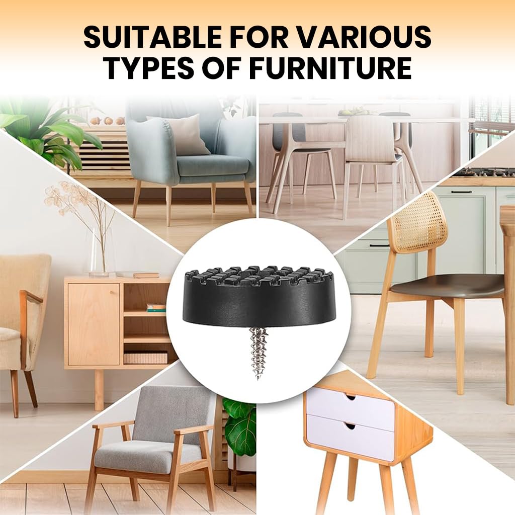 Serplex Table Feet Pads for Furniture Floor Protection with Screw-in Design and 32PCS 3cm PVC | Anti-Slip Risers for Chairs Desks and Stools