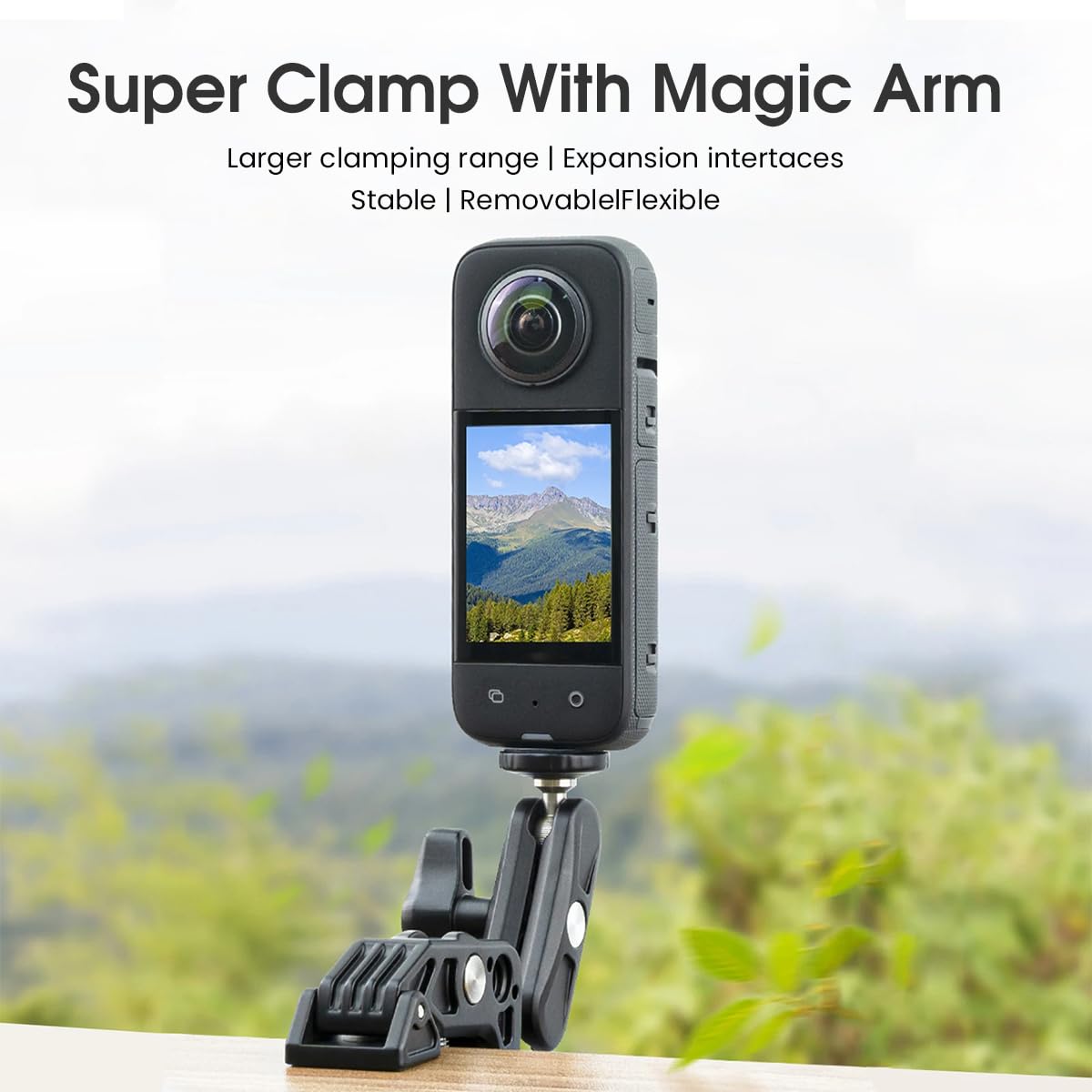 ZORBES Camera Clamp for Tripods and Desks with 360° Dual Ballhead Arm and Aluminum Alloy Build | 0.6–2.4 in Grip Range