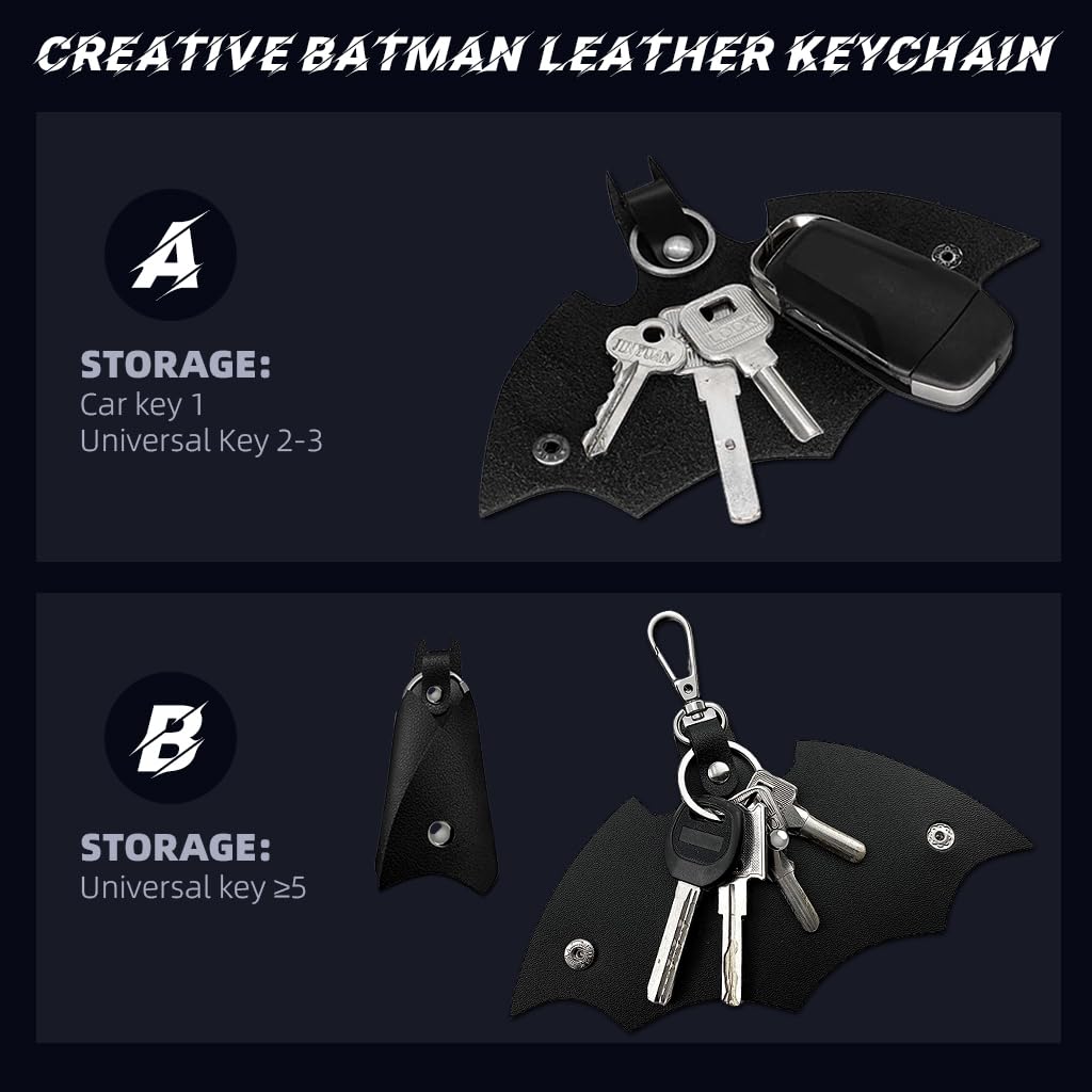 STHIRA Batman Leather Keychain for Cars with Quick Release Buckle and Metal Hardware | PU Sheath Design