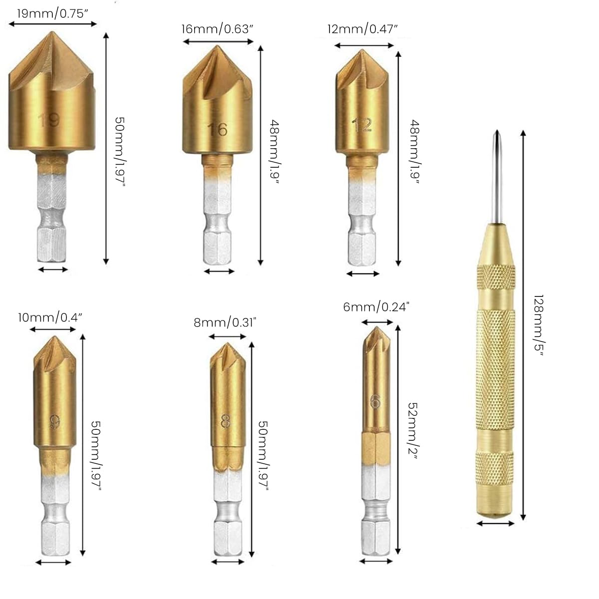 Serplex® 23Pcs Woodworking Chamfer Drilling Tools