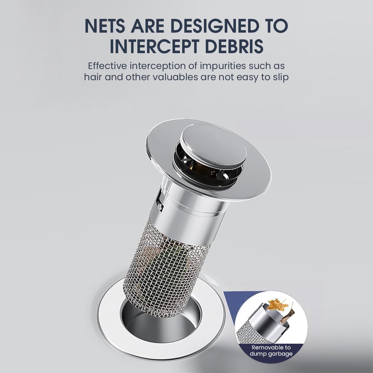 HASTHIP Bathroom Sink Stopper for 30–40mm Drains with Pop Up Design and Stainless Basket Filter