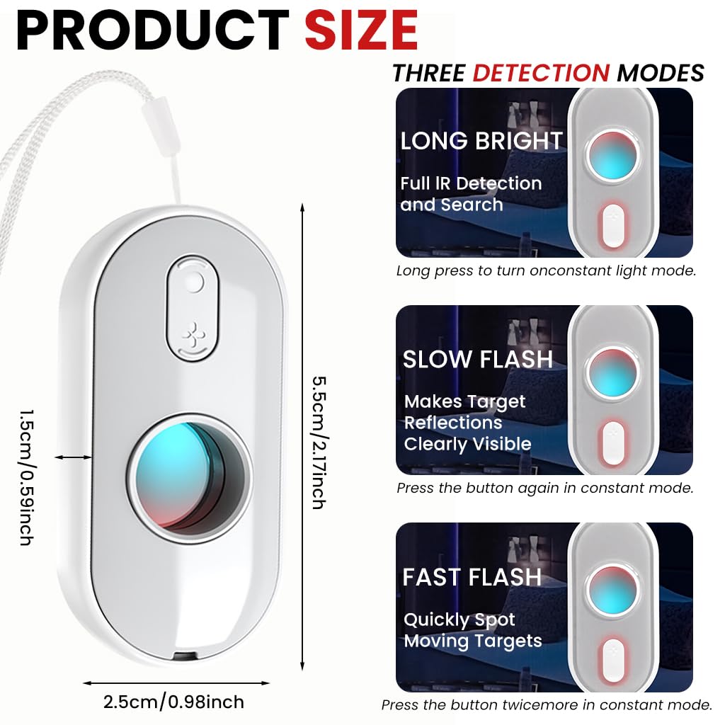 ZORBES Travel Infrared Detector for Hidden Camera Detection with Vibration Alarm | Portable Privacy Guard