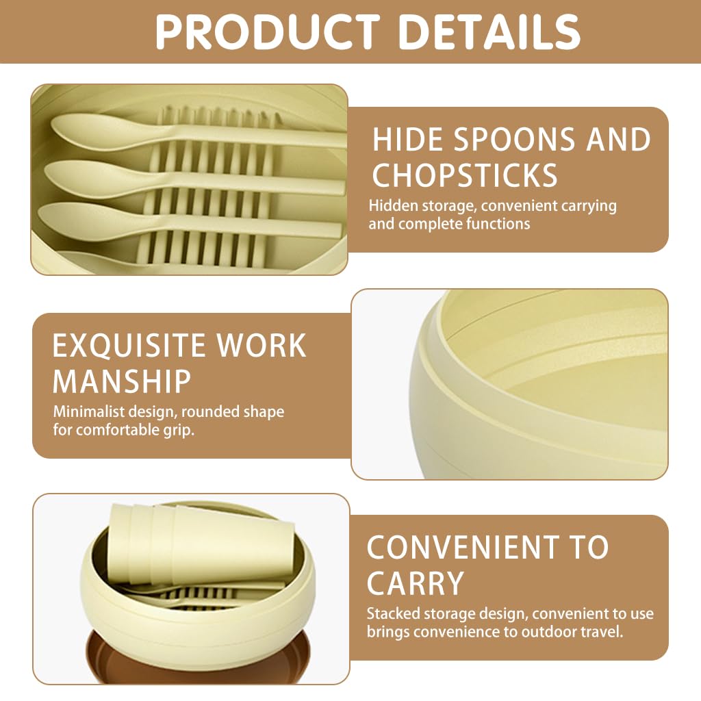 Proberos Outdoor Dishes Set for Camping and Picnic with 17 Pcs BPA-Free Plastic Dinnerware