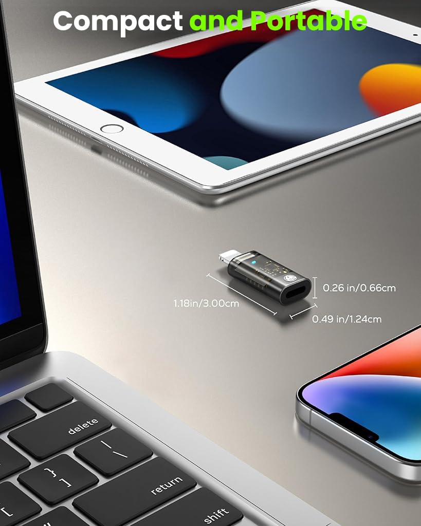 Verilux Type C to Lightning Adapter for iPhone featuring 35W PD Fast Charge and LED Indicator