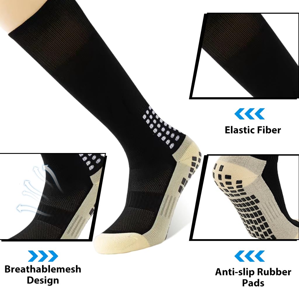 PROBEROS Sport Socks for Soccer and Training featuring Anti Slip Design & Breathable Cotton