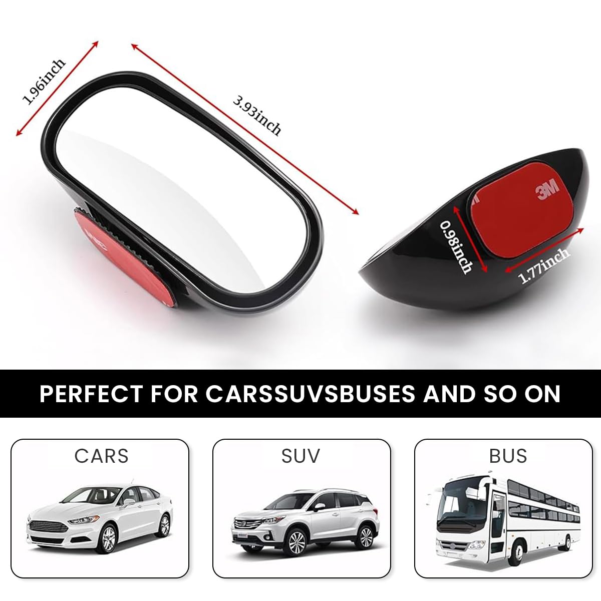 STHIRA Blind Spot Mirror for Car with 360° Fine Adjusting and Strong Adhesive Mount | HD Curved View