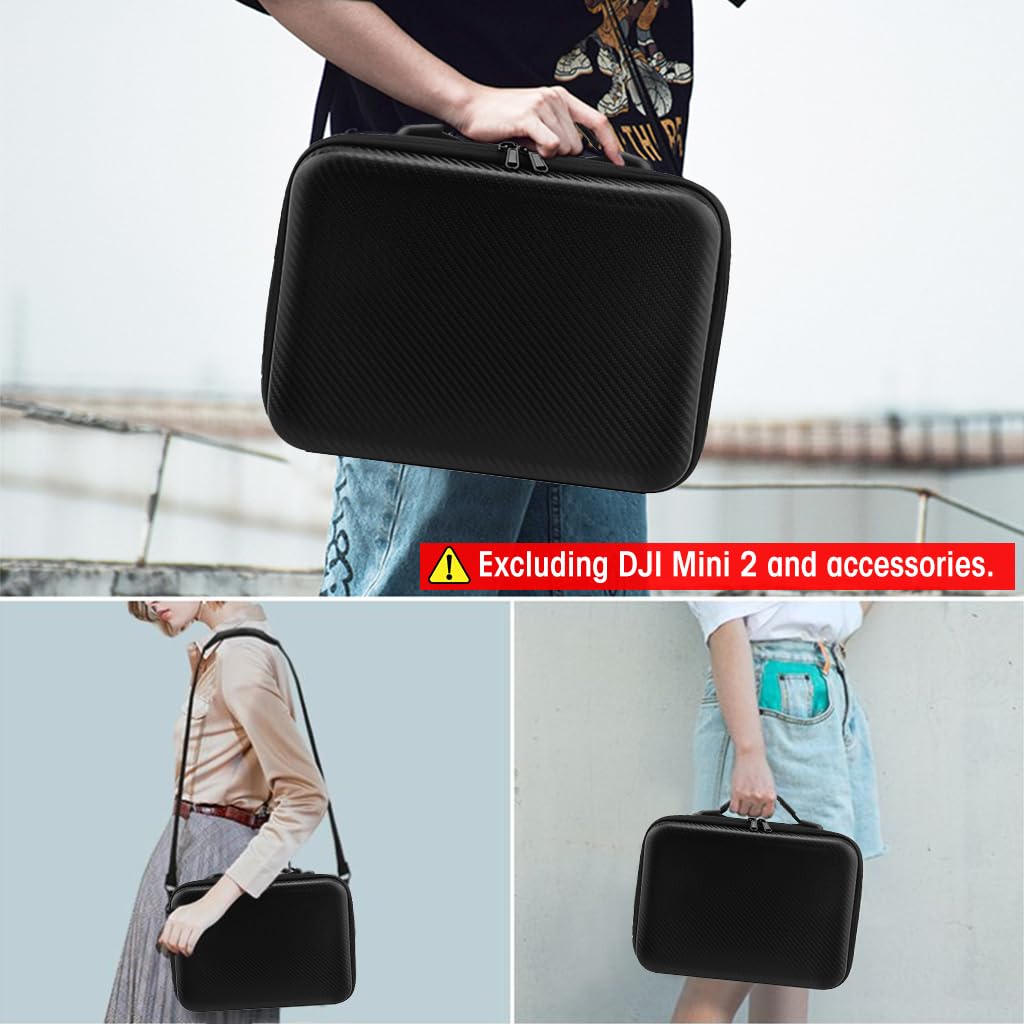 ZORBES Nylon Travel Carrying Case for DJI Mini 2 with Smooth Double Zipper 29×21×11cm | PU Hard Cover and Adjustable Shoulder Strap