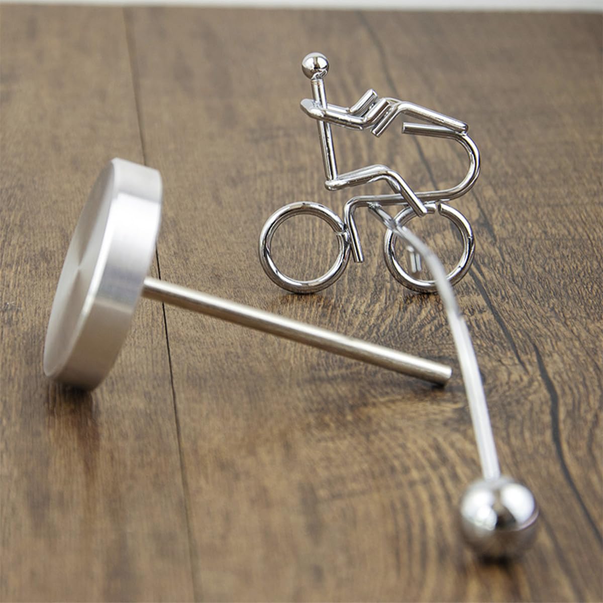 PATPAT Kinetic Balancing Desk Decor for Home or Office with 17.5 cm Steel Pole and Cycling Man Design | Stress Relief Table Ornament