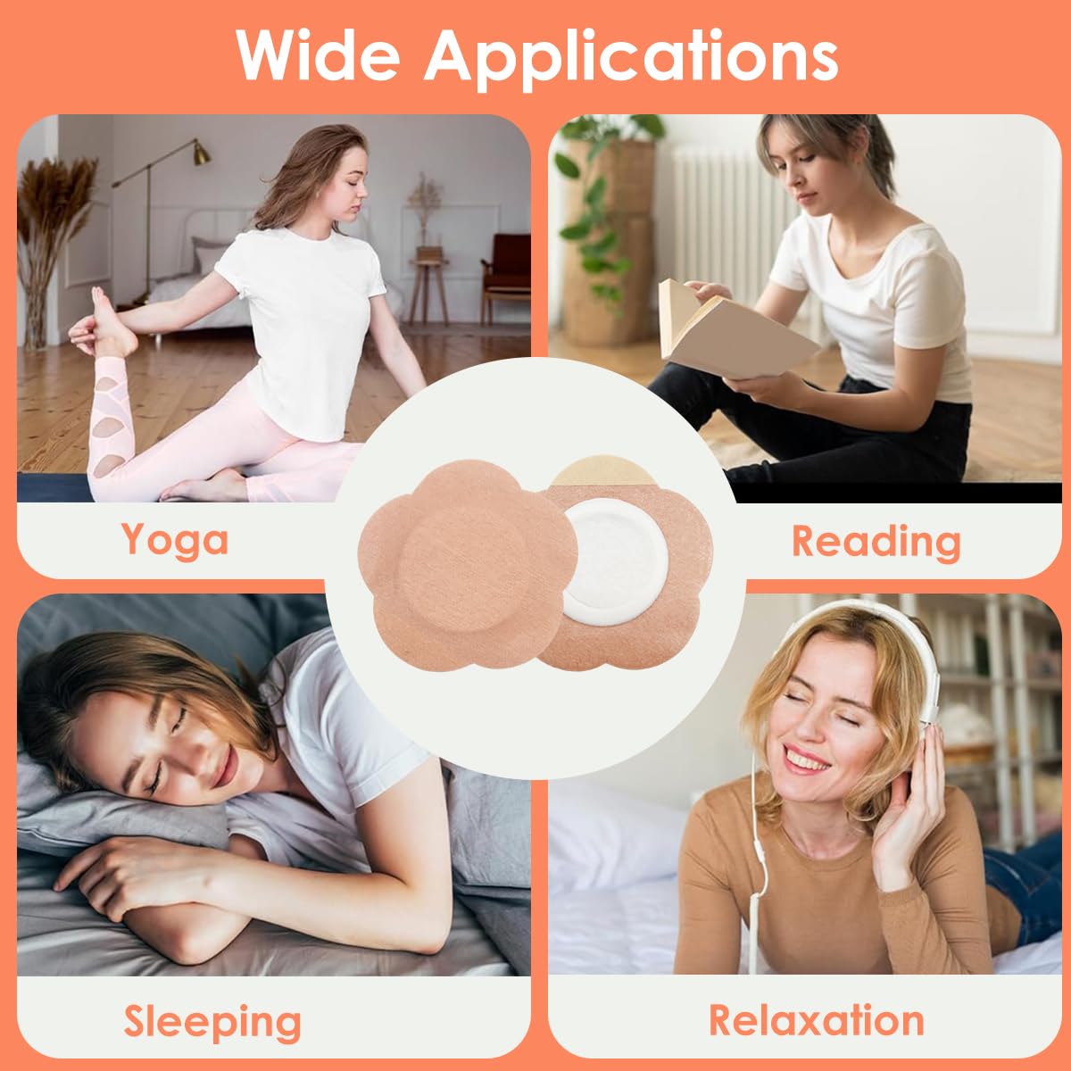 HANNEA Castor Oil Pack Wrap for Belly Button with Self‑Adhesive Floral Pads 30PCS Beige | Organic Cotton for Abdomen Therapy and Detox Relief