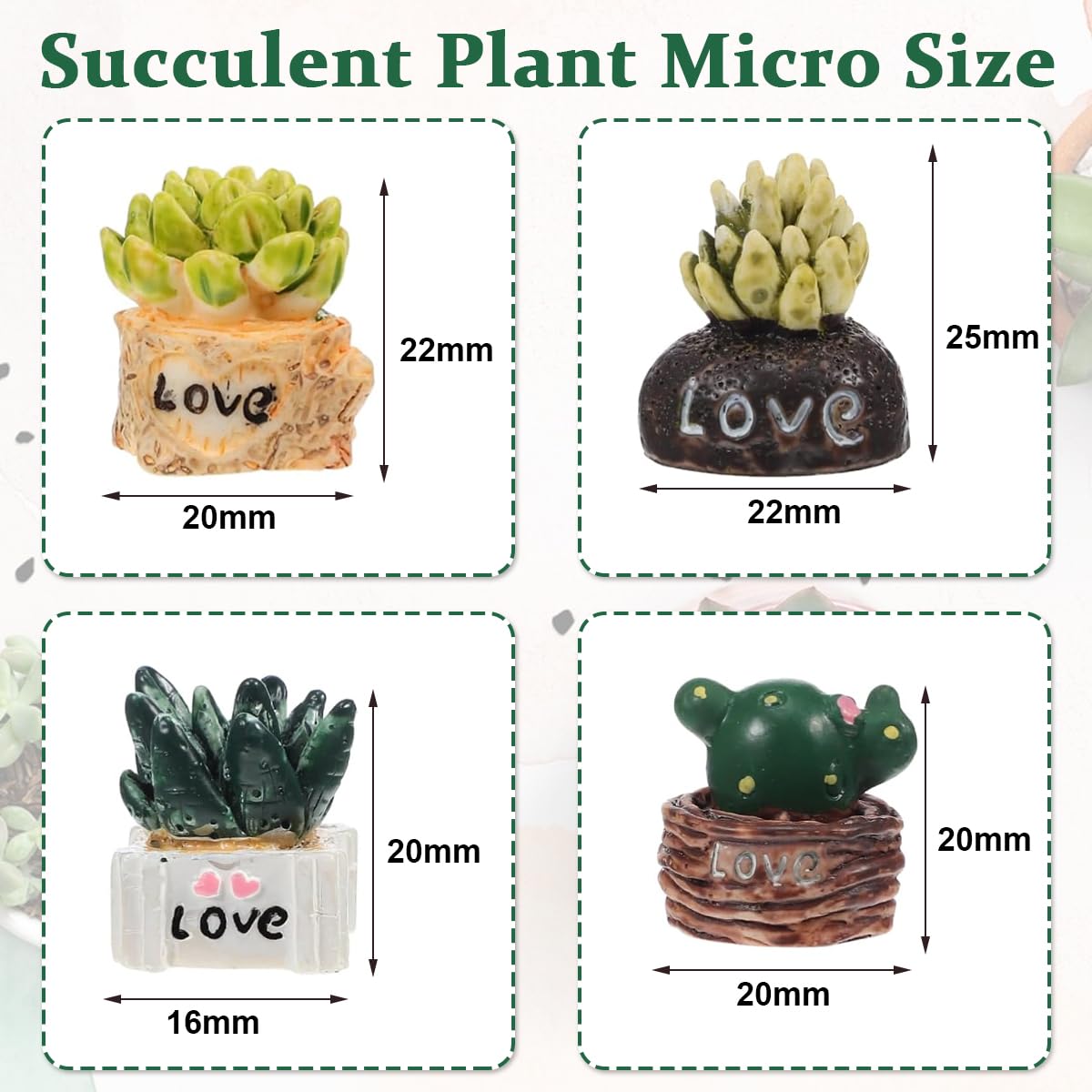 HASTHIP Cactus Micro Landscape Plants 2.3x2.2cm for Desk Decor with PVC Mini Succulents | Dollhouse Garden Display