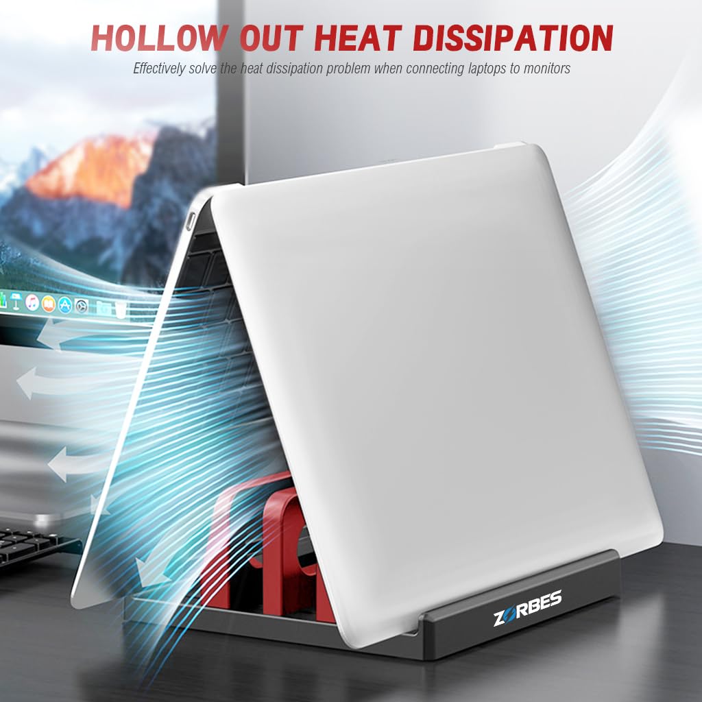 ZORBES Adjustable Vertical Laptop Stand for Desk with Ventilated Slot | Foldable Riser